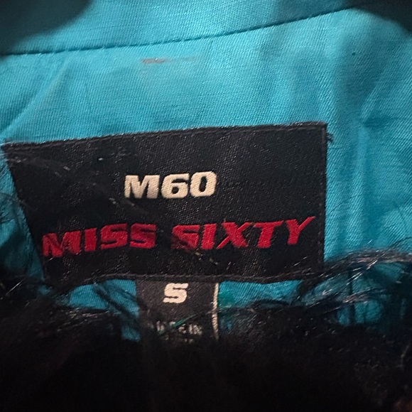 Miss Sixty Teal Utility Jacket with Black Fur Collar - Picture 5 of 12